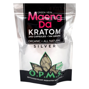 OPMS Kratom Silver 240 Capsules 144GM (Green Vein)