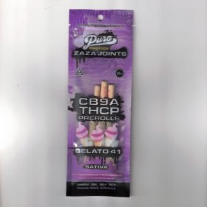 Puro Exotics ZAZA Joints CB9A Prerolls Gelato 41 Sativa 3Pack/10CT